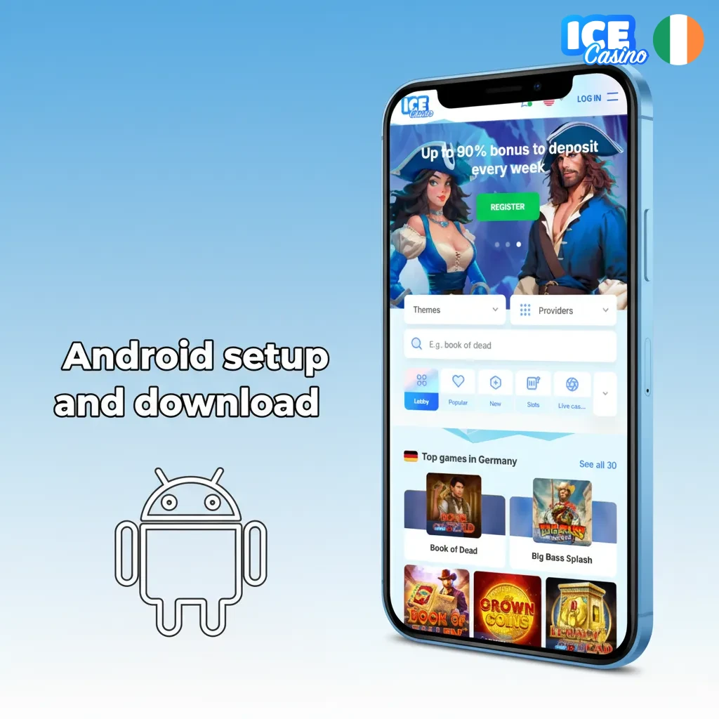 Android app setup: open site, allow APK, install, log in, enable updates.
