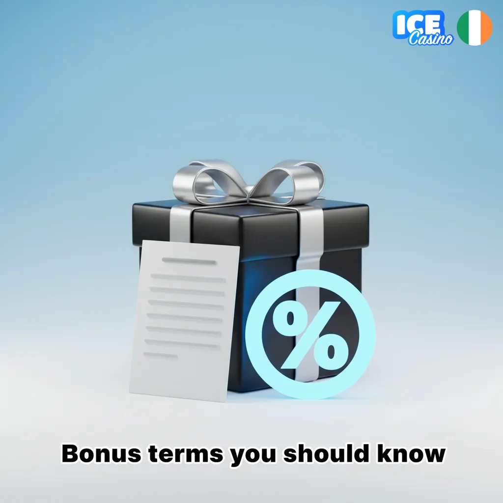 Ice Casino bonus terms – 18+, 1 account, €10–20 deposit, 40x wagering, €5 max bet, time limits.