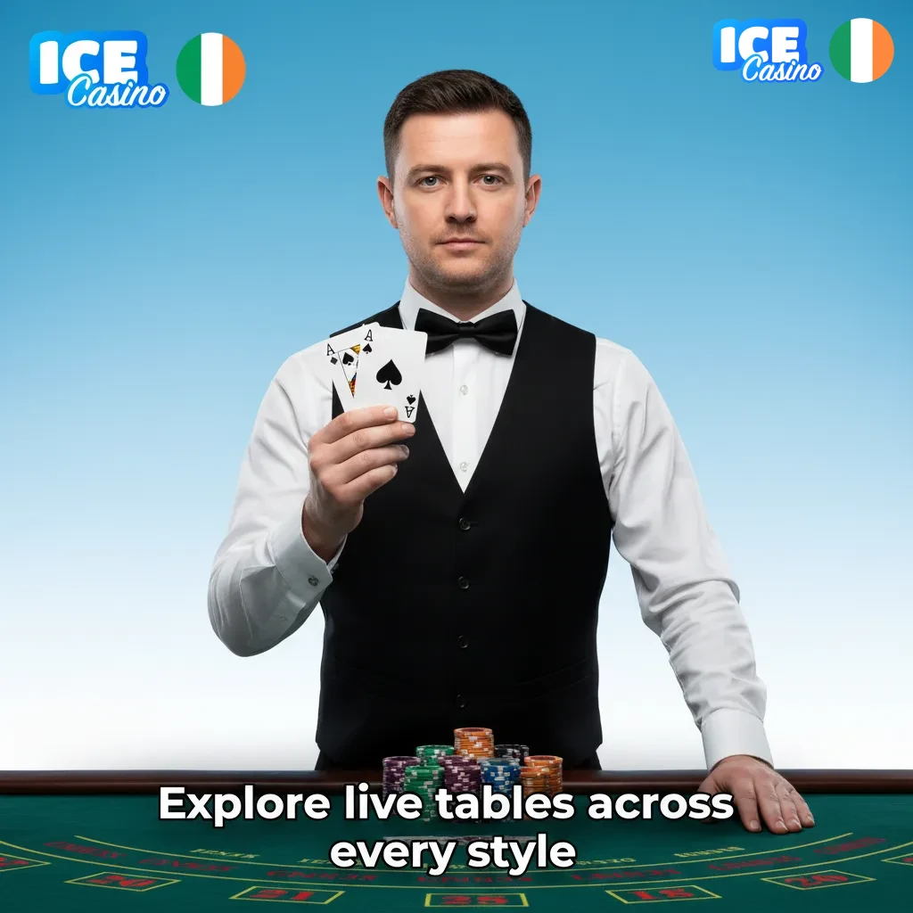 Ice Casino live roulette, blackjack, baccarat, poker, and game shows – 200+ tables.