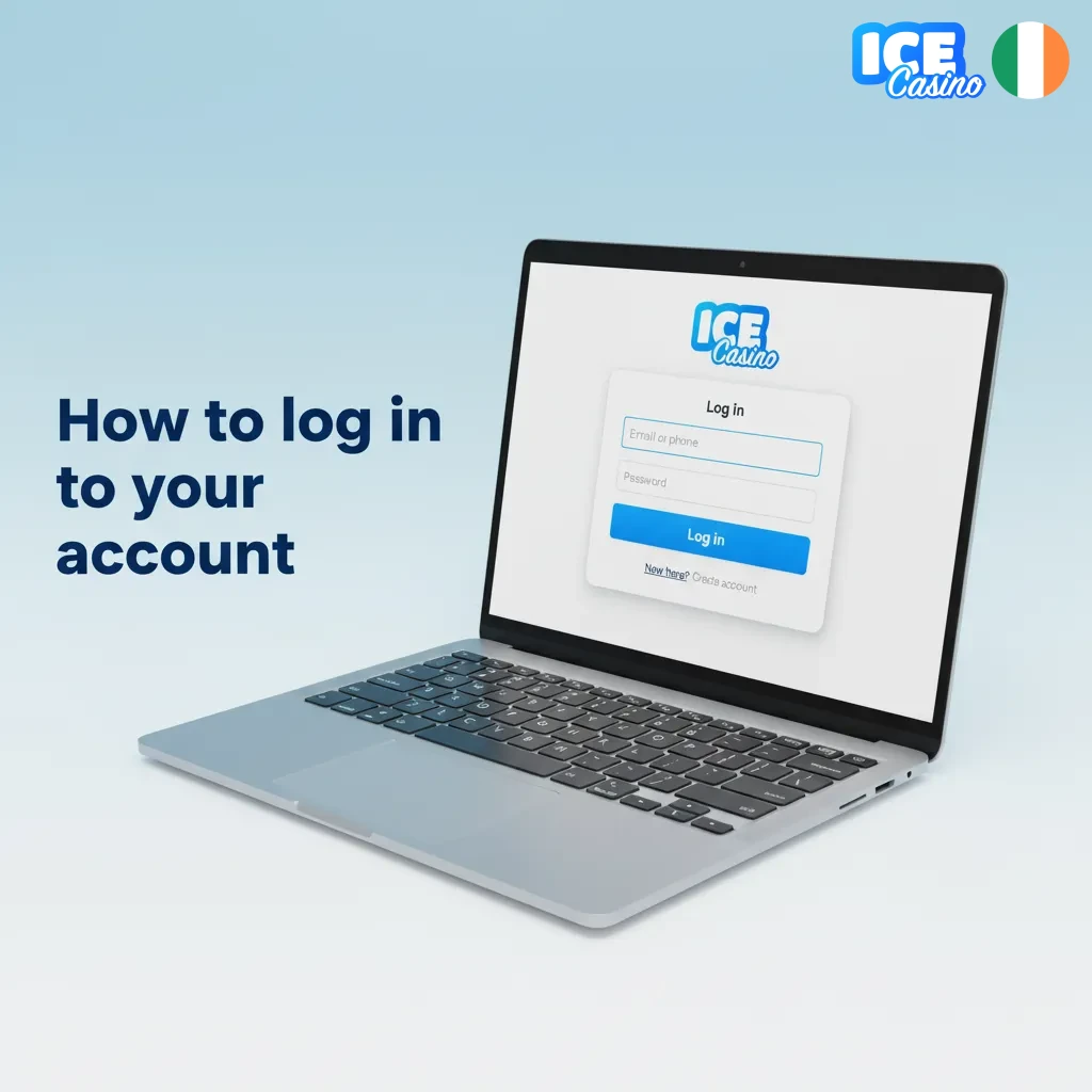Log in: email/password, 2FA, access betslip and casino at Ice Casino Ireland.