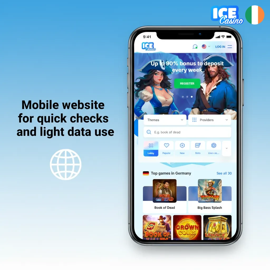Mobile site: fast bets, 1-tap betslip, cashout, low data, Face ID, EUR payments.