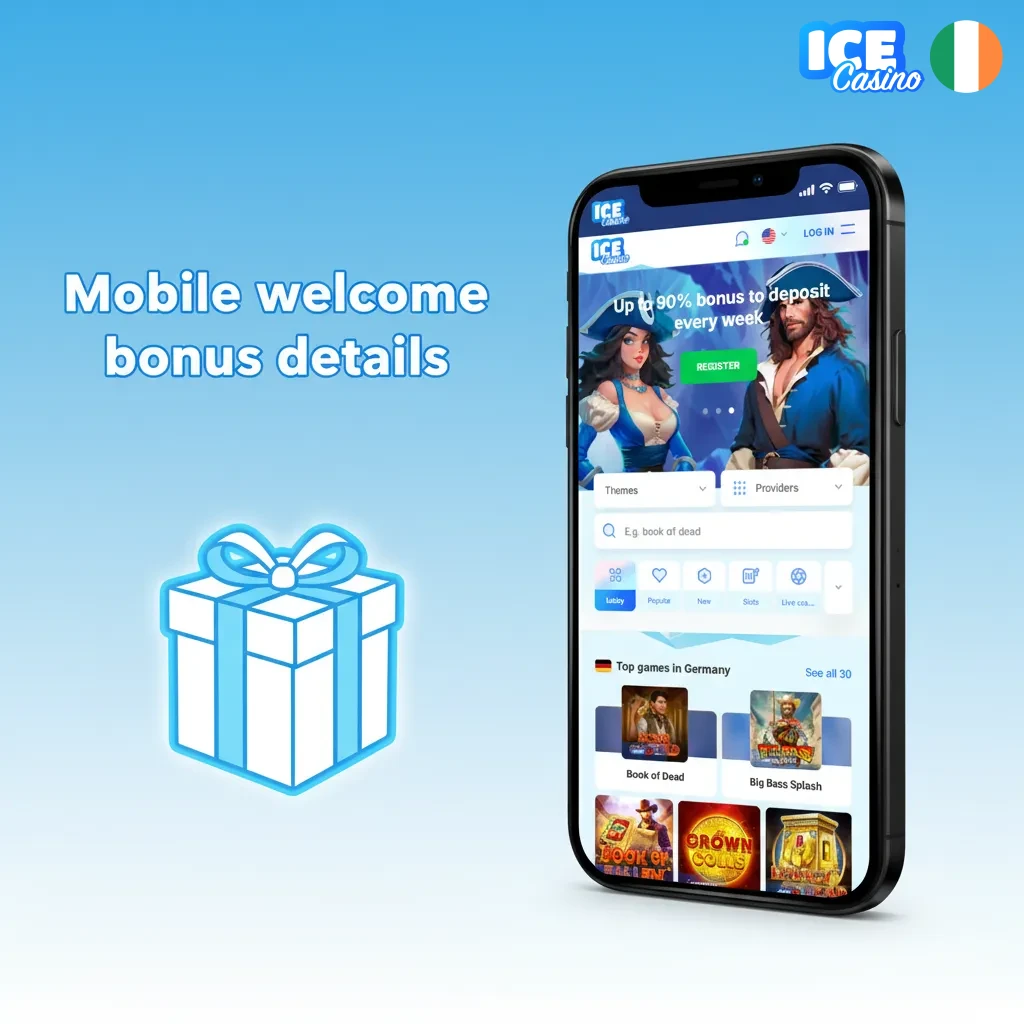 Ice Casino mobile bonus – +375% up to €1,500 and 220 Free Spins on first deposits.