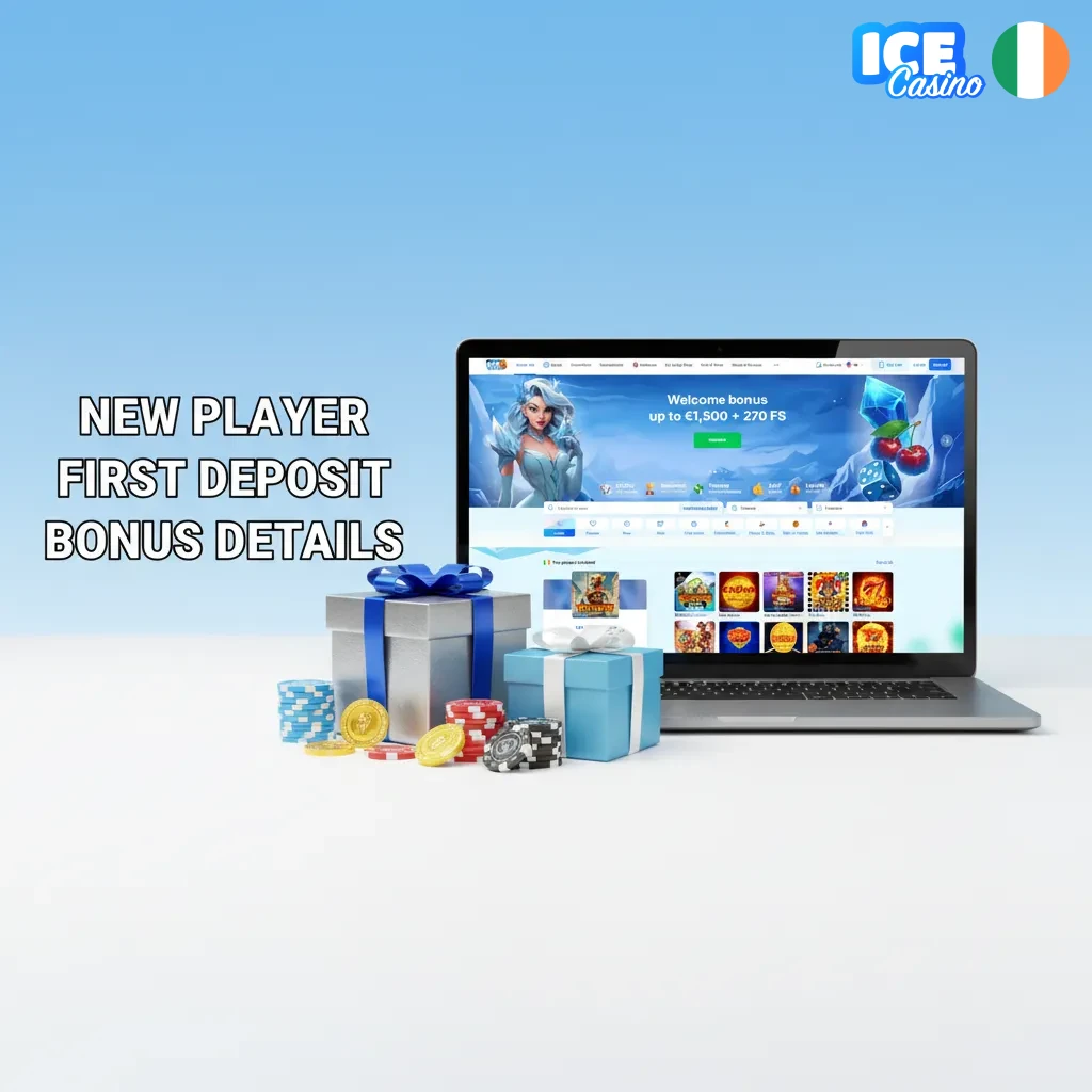 Ice Casino first deposit bonus +375% to €1,500 and 220 spins for new Irish players.