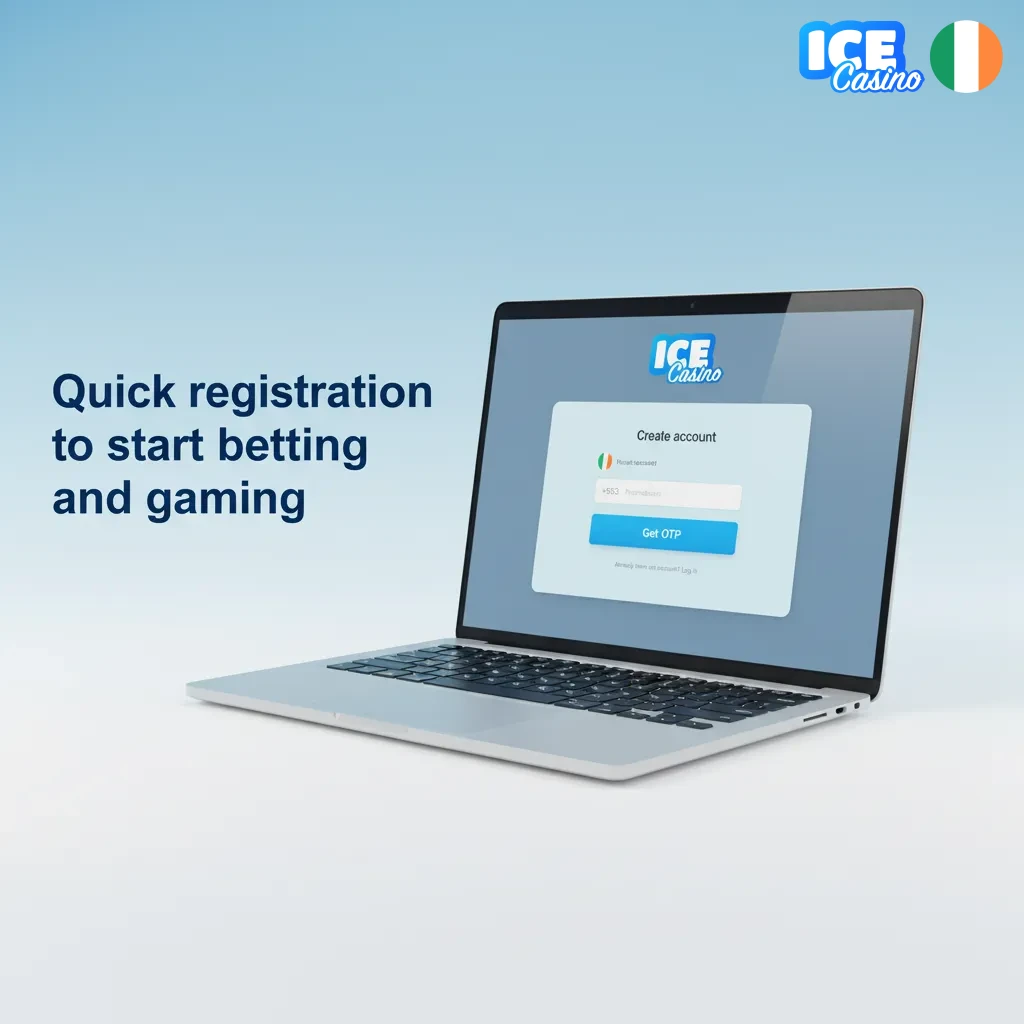 Quick sign-up: email, password, Ireland, EUR, or Google/Apple/phone registration.