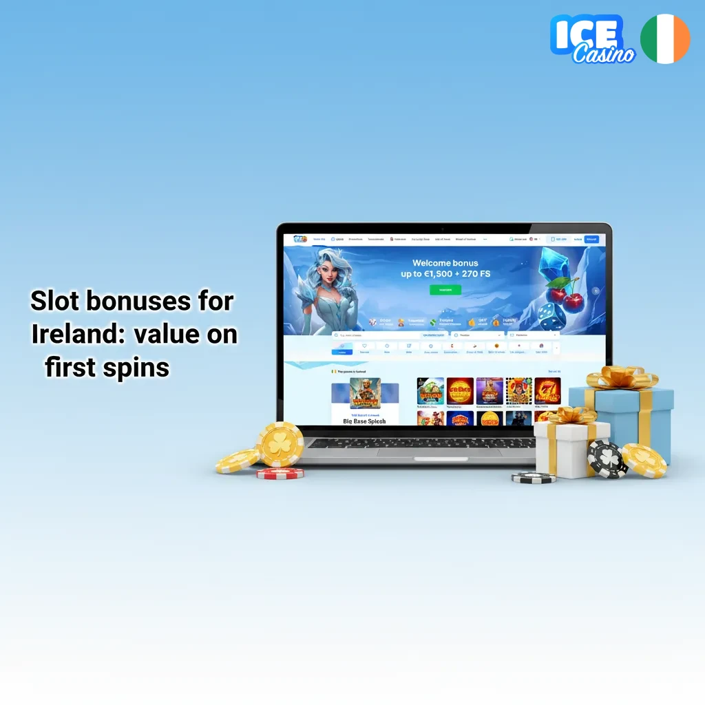 Ice Casino slot bonuses in Ireland: +375% to €1,500 and 220 spins, €10 min, reloads and cashback.